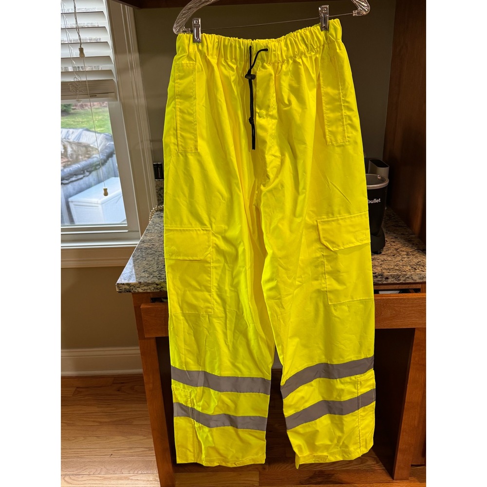 Uline Hi-Vis Waterproof Safety Pants - Size 2XL (ANSI Class E) yellow reflective